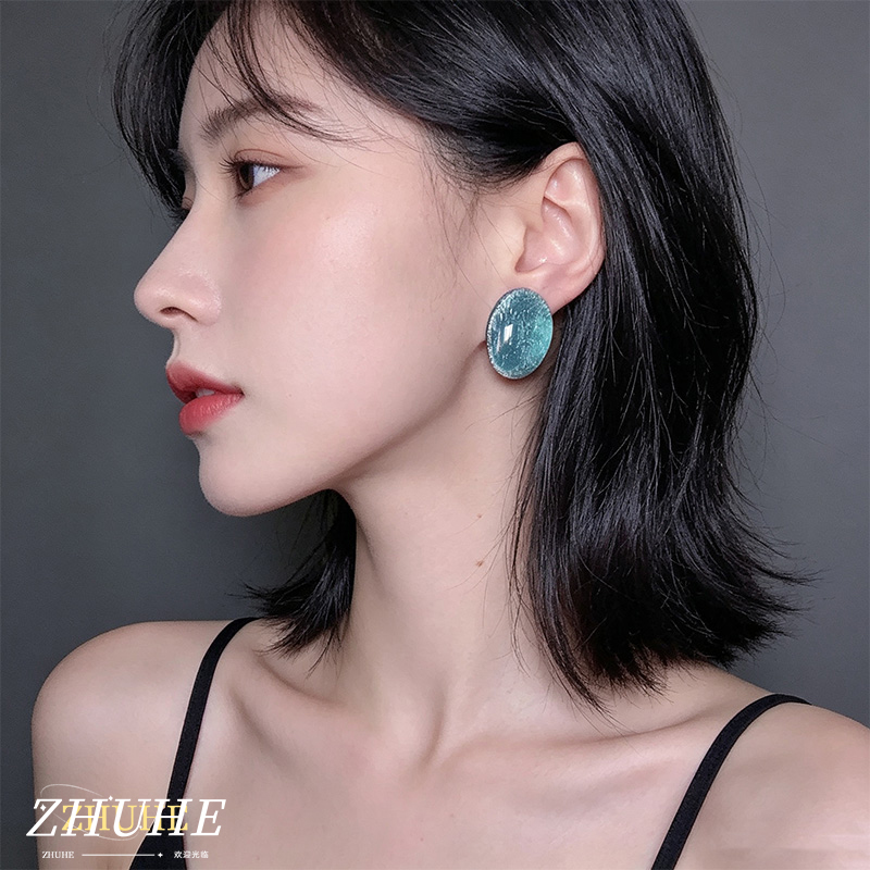 Street Fashion Earrings - Luminous Blue Oval Jewelry Accessories, Copper