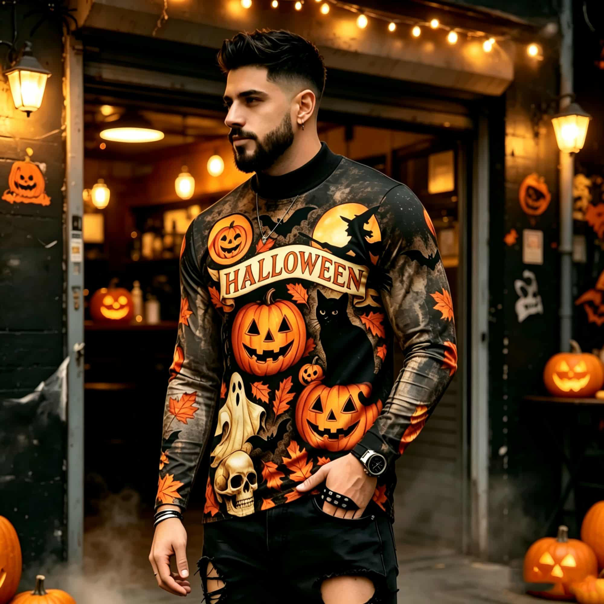 Street Fashion Style - Casual Fashion Street Style Halloween Printed