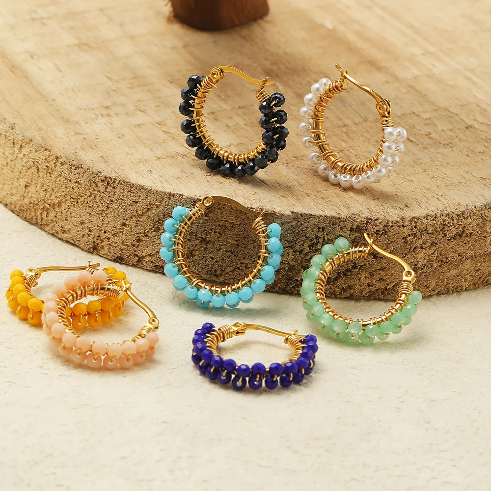 1 Pair Crystal Beads Wire Wind - огляд і ціна Street Fashion Earrings