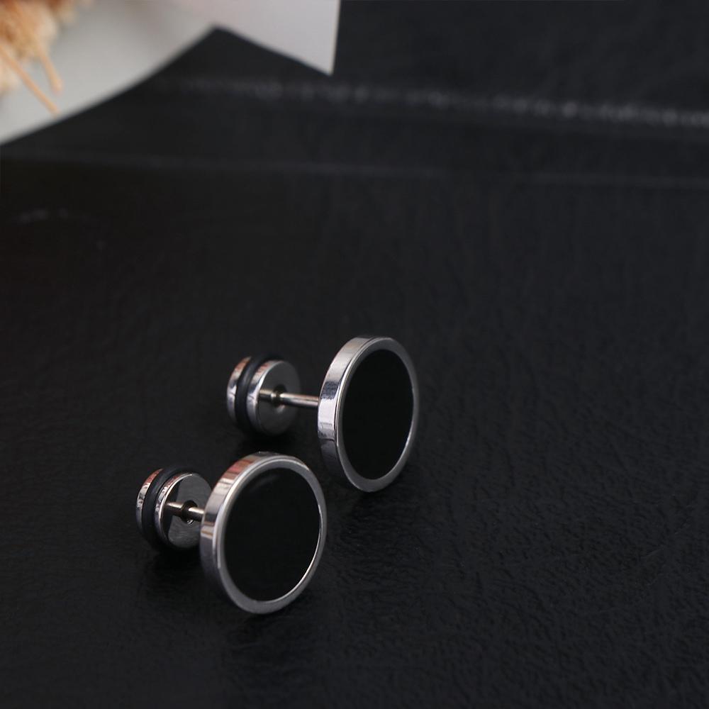 Korean Style Round Black Stud  - огляд і ціна Street Fashion Earrings