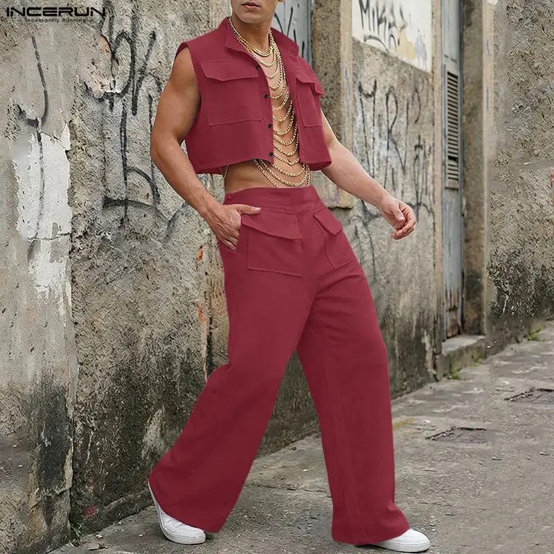 INCERUN Men Sets Solid Sleevel - огляд і ціна Street Fashion Clothes