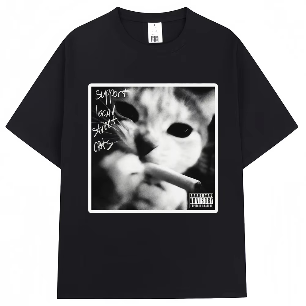 90s Vintage Funny Cat Meme T S - огляд і ціна Fashion Street Cat