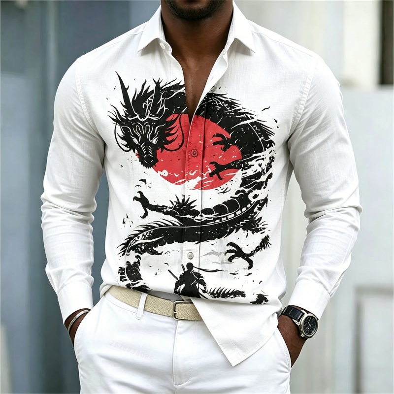 2026 New Men's Shirt White Bla - огляд і ціна Street Fashion Style