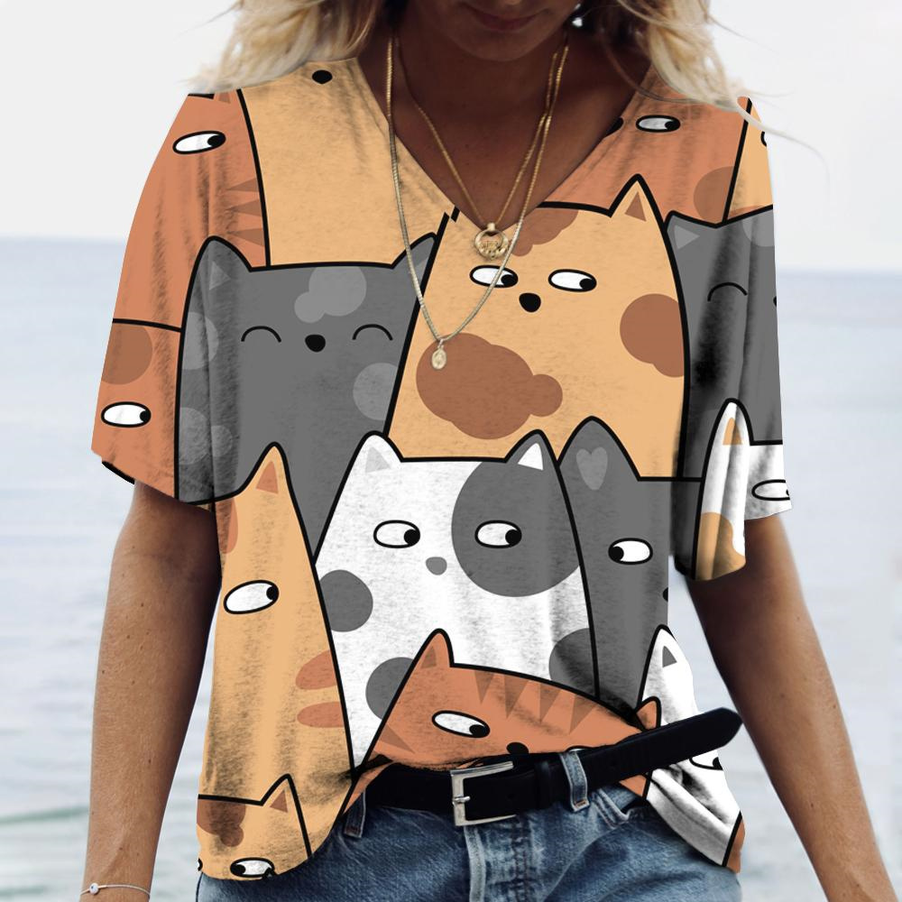 Fashion V-neck Women's T-Shirt - огляд і ціна Fashion Street Cat