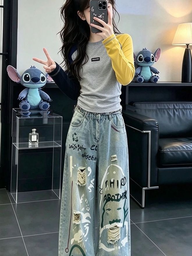 Girls Casual Long Sleeve Denim - огляд і ціна Street Fashion Korean Girl