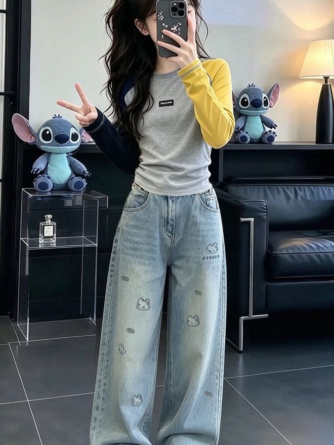 Girls Casual Long Sleeve Denim - огляд і ціна Street Fashion Korean Girl