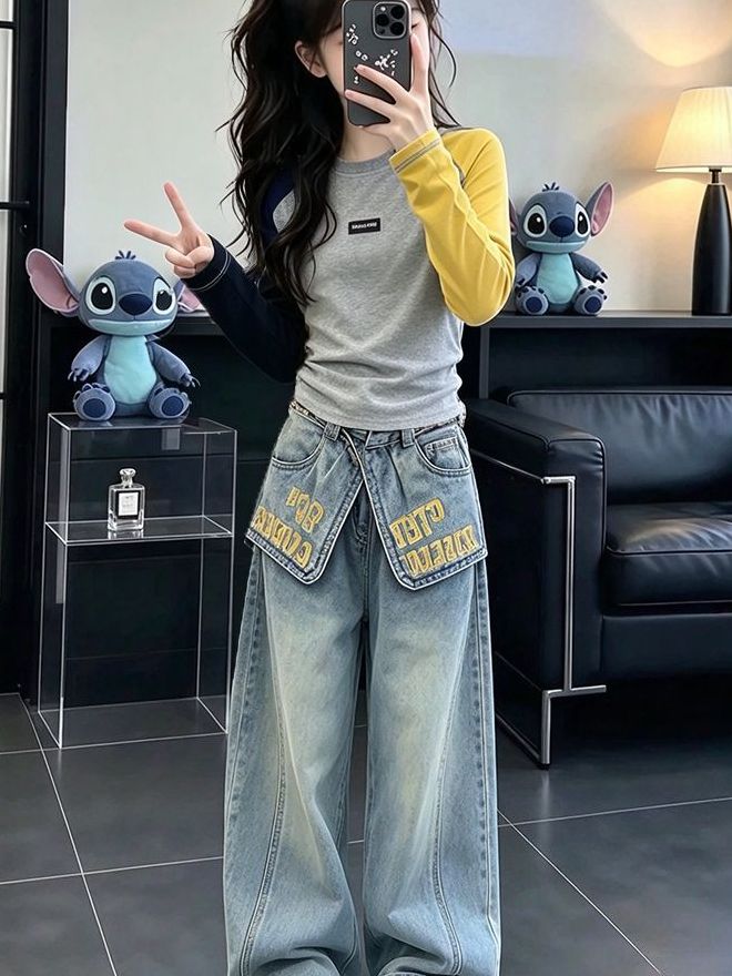 Girls Casual Long Sleeve Denim - огляд і ціна Street Fashion Korean Girl