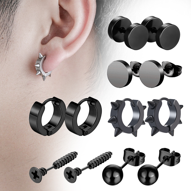 6 Pairs Black Unisex Earrings  - огляд і ціна Street Fashion Earrings