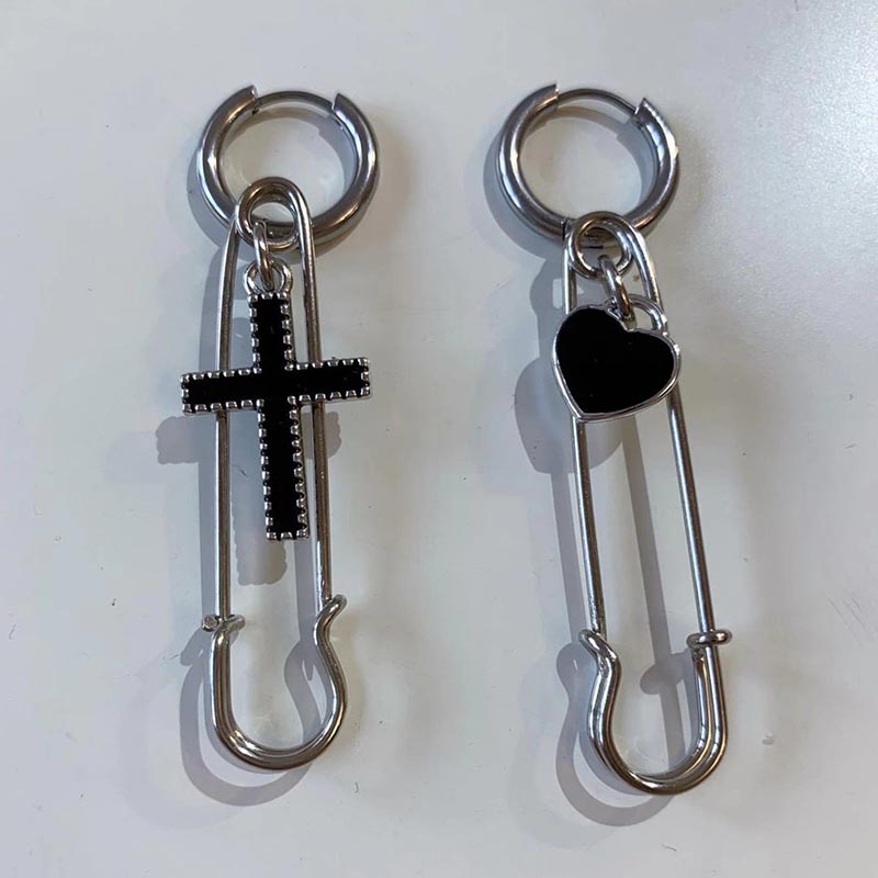 Gothic Safety Pin Drop Hoop Ea - огляд і ціна Street Fashion Earrings