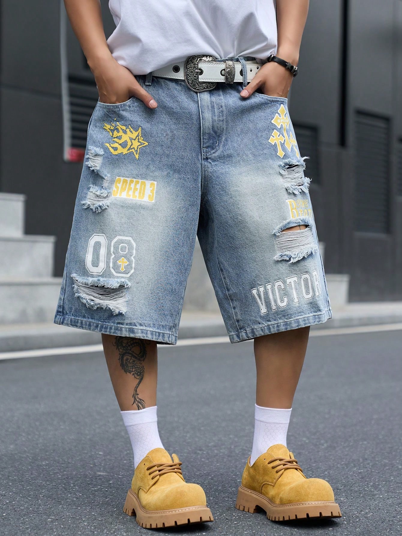 Men's Loose Fit Denim Bermuda  - огляд і ціна Street Fashion Art
