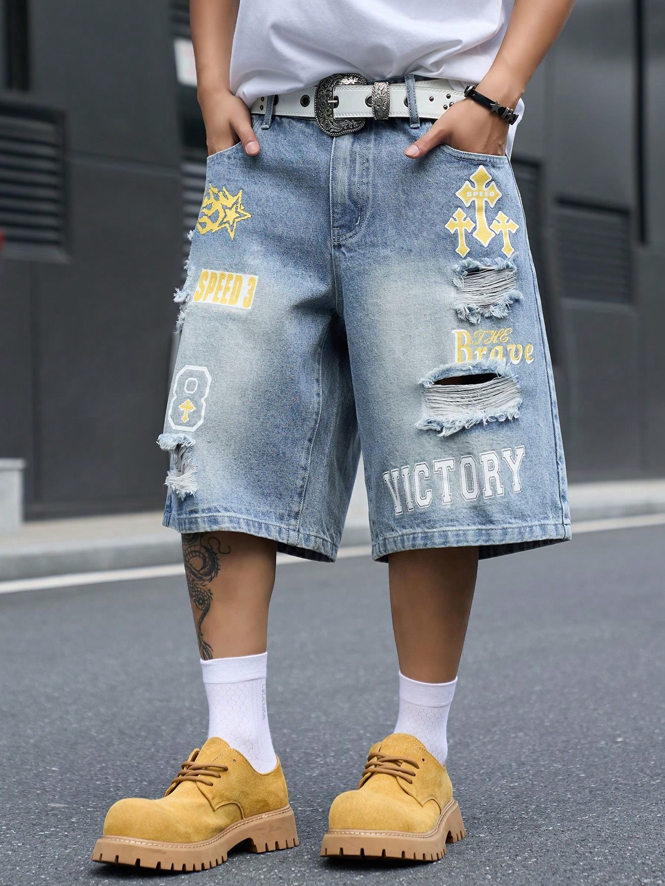 Men's Loose Fit Denim Bermuda  - огляд і ціна Street Fashion Art