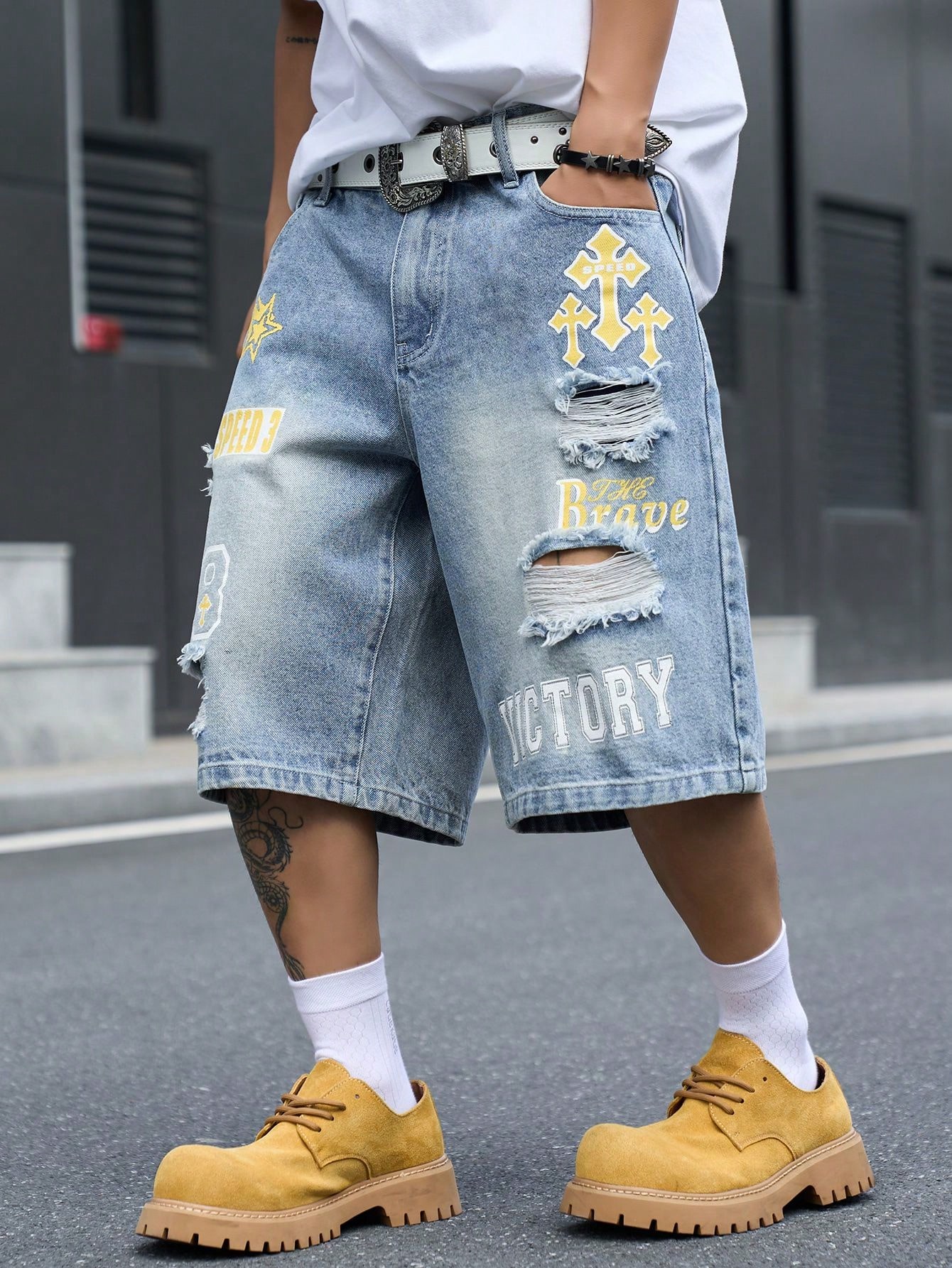 Men's Loose Fit Denim Bermuda  - огляд і ціна Street Fashion Art